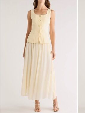 MOON RIVER Sleeveless Two Piece Yellow Dress L